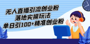 外面收費3980的無人直播引流創(chuàng)業(yè)粉落地實操玩法，單日引100+精準創(chuàng)業(yè)粉插圖