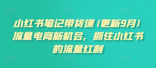 小紅書筆記帶貨課(更新9月)流量電商新機(jī)會(huì)，抓住小紅書的流量紅利